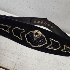 ELLE BIJOU WIEN Austria Vintage Leather Snap Belt Snake Design Adjustable